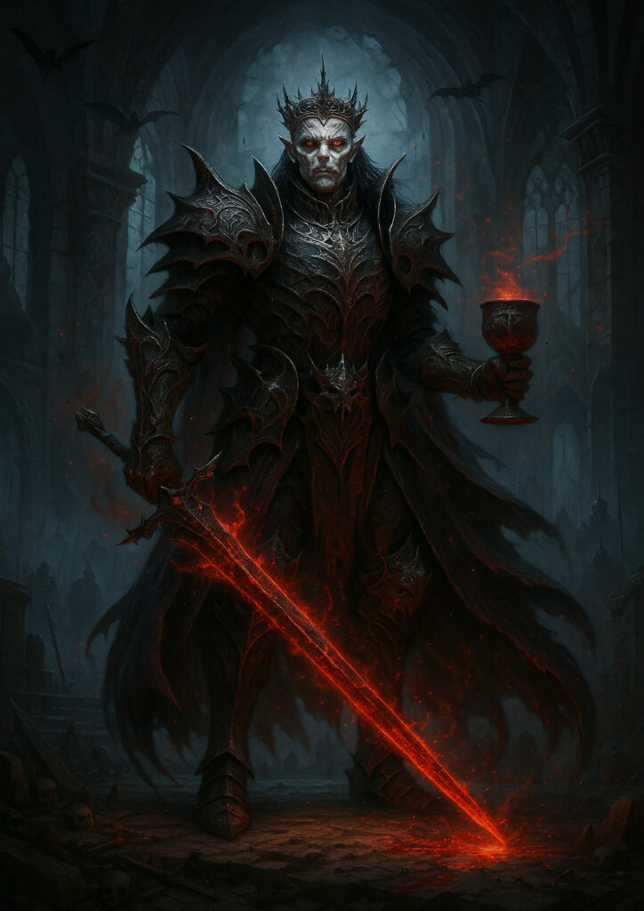Cinematic warhammer inspired vampire illustration
