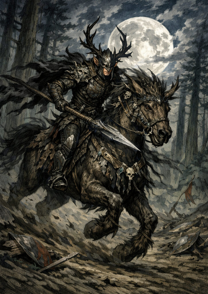 Cinematic warhammer inspired wood elves illustration