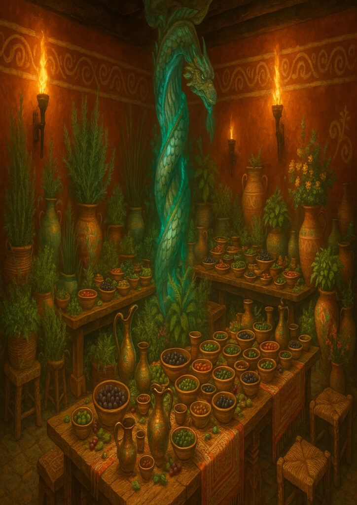 fantasy interior space inspired by historical cultures