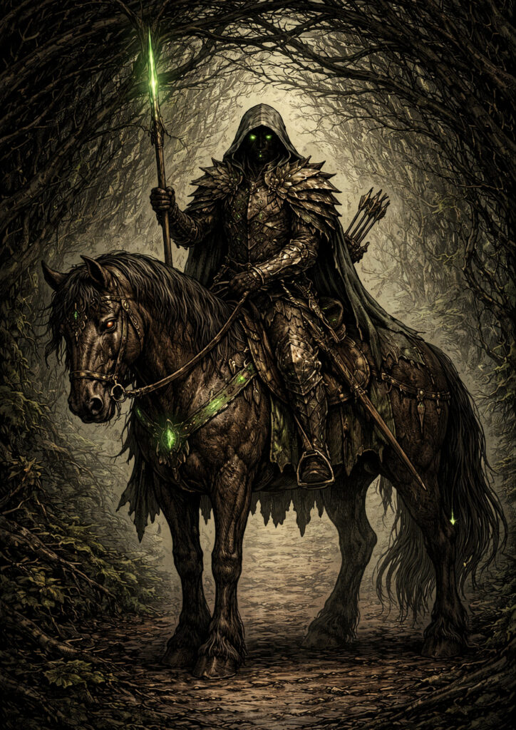 Cinematic warhammer inspired wood elves illustration