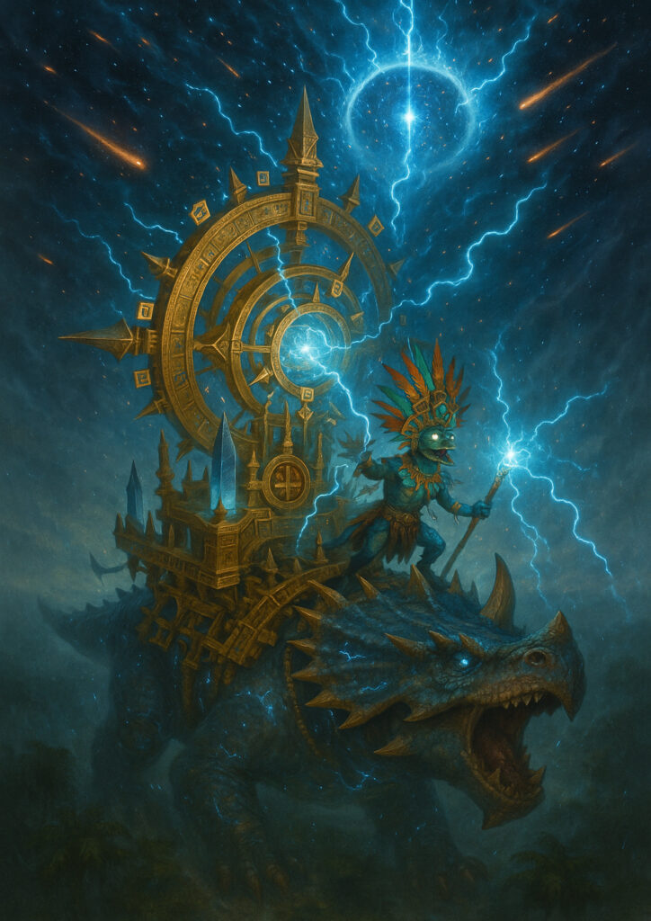 Cinematic warhammer inspired lizardmen illustration