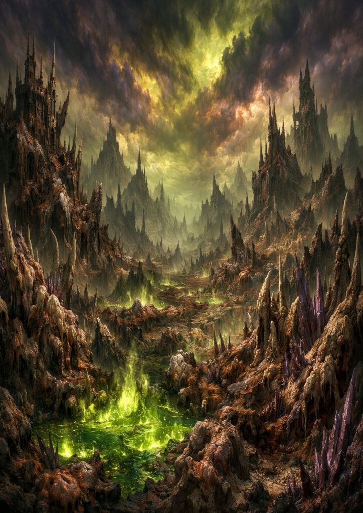 fantasy landscape image with dramatic clouds