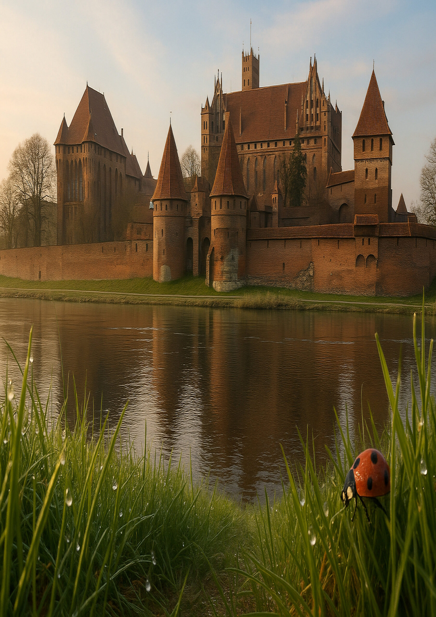 Ultra realistic fantasy castle on rocky landscape, detailed stone textures, dramatic sky, photorealistic castle artwork