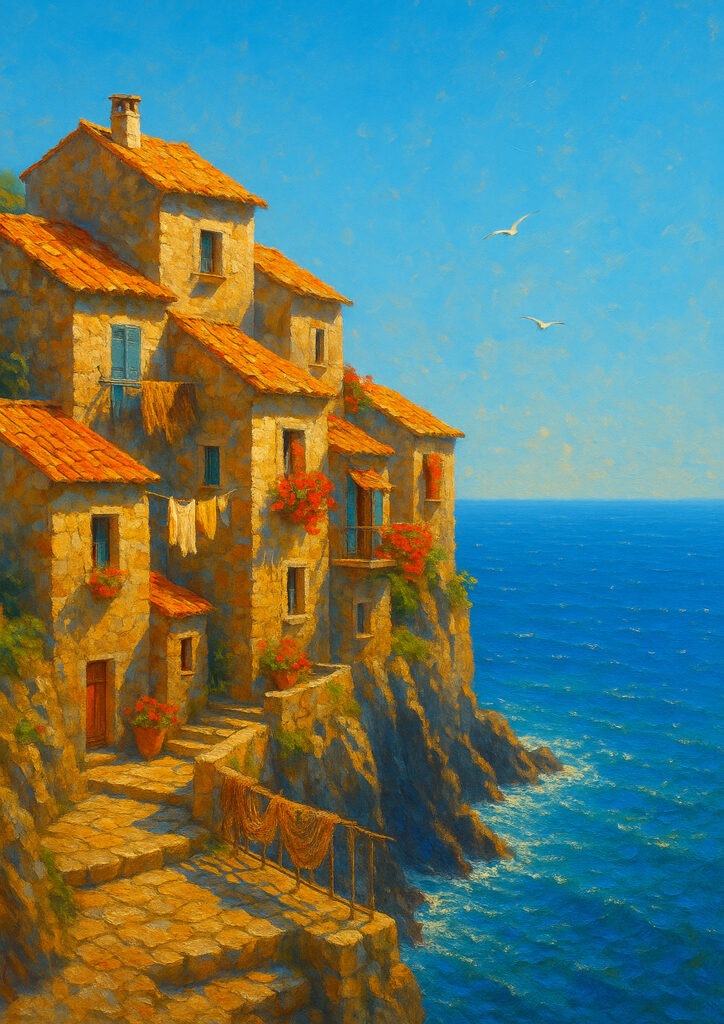 summer countryside scenery with warm light and nature