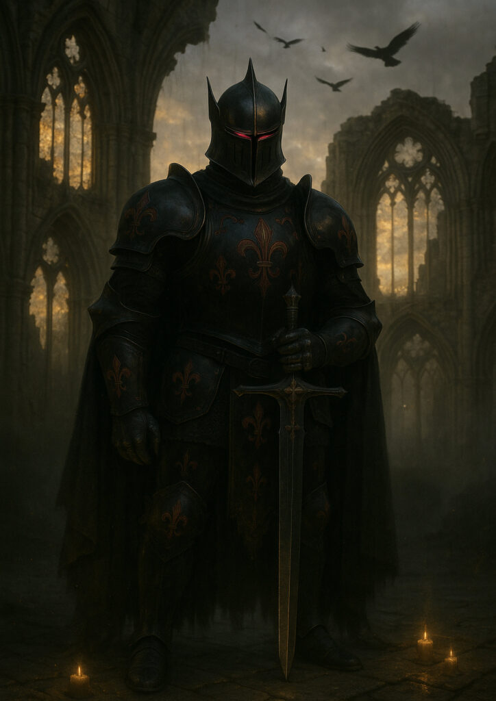 Ultra realistic medieval knight portrait, photorealistic armor and helmet details, epic fantasy knight wall decor