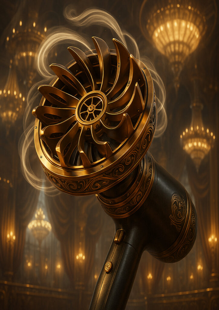 Everyday object illustrated as a steampunk device built from brass, steel, and intricate machinery.