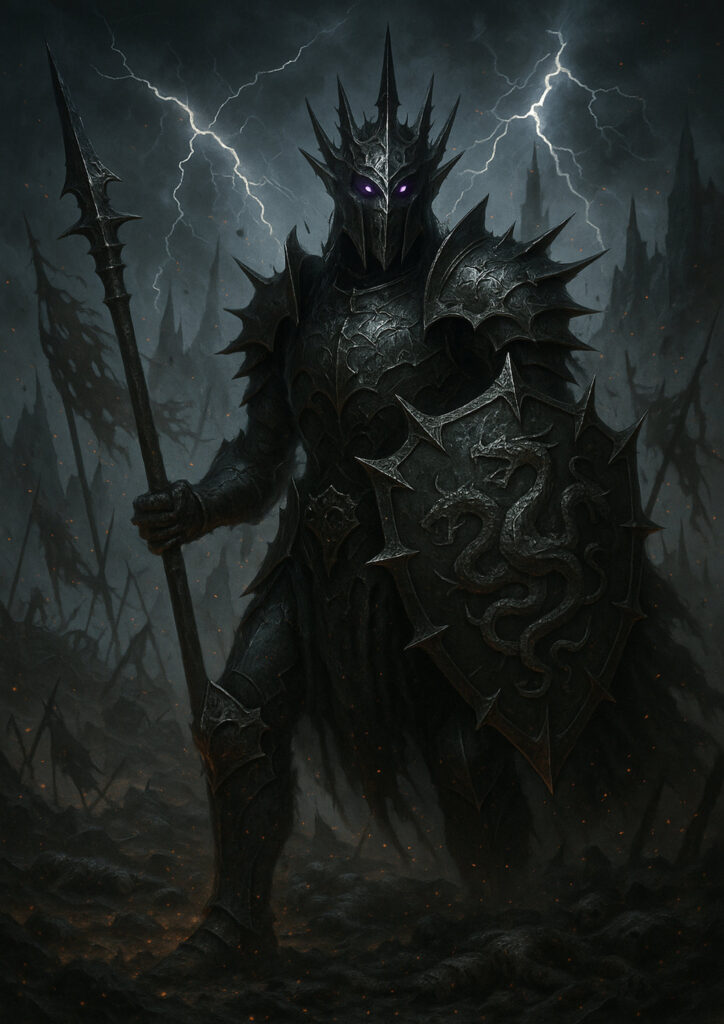 Dark elf commander inspired by warhammer aesthetic