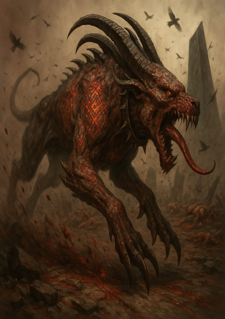 Cinematic warhammer inspired daemons of chaos illustration