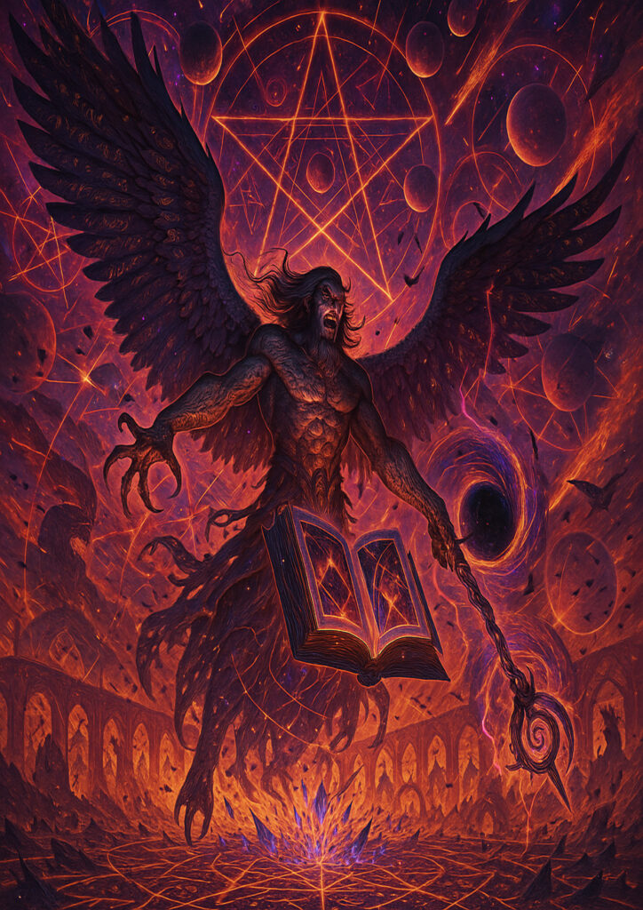 Cinematic warhammer inspired daemons of chaos illustration