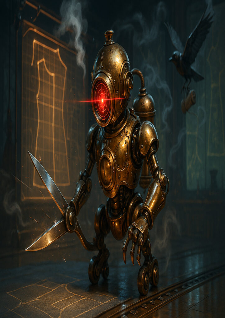 Steampunk reinterpretation of a simple object transformed into a complex mechanical artifact.