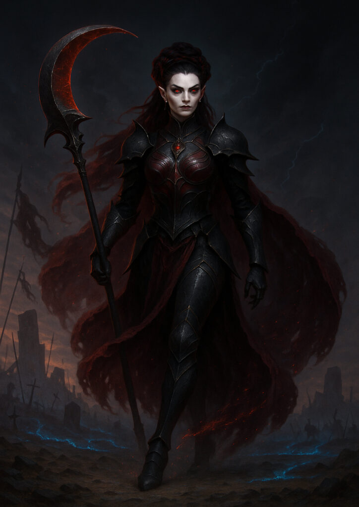 Epic warhammer inspired vampires battlefield scene