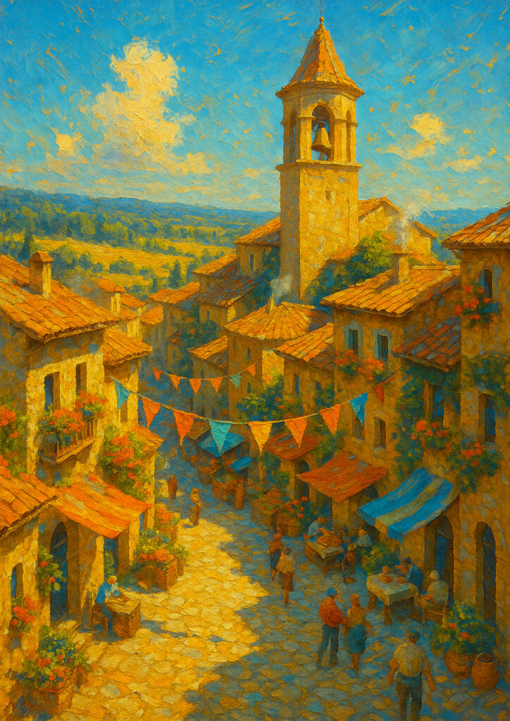 summer countryside scenery with warm light and nature