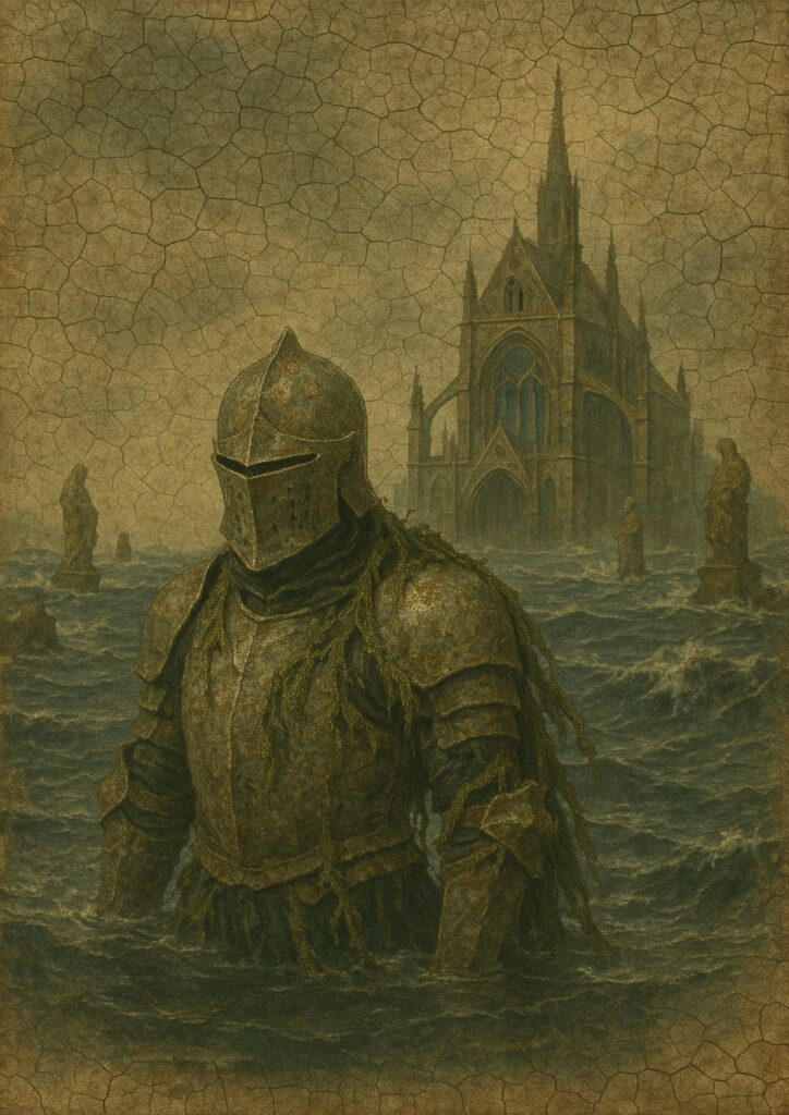 Medieval knight fresco style artwork, aged plaster wall texture, historic knight illustration inspired by medieval fresco painting Knight painted in medieval fresco style, weathered wall mural look, classic historical knight artwork with aged colors