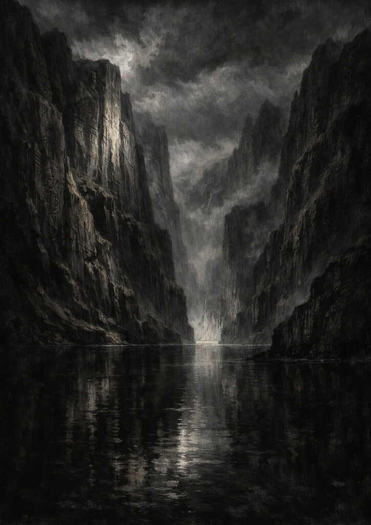 mountain landscape artwork showing mountain range