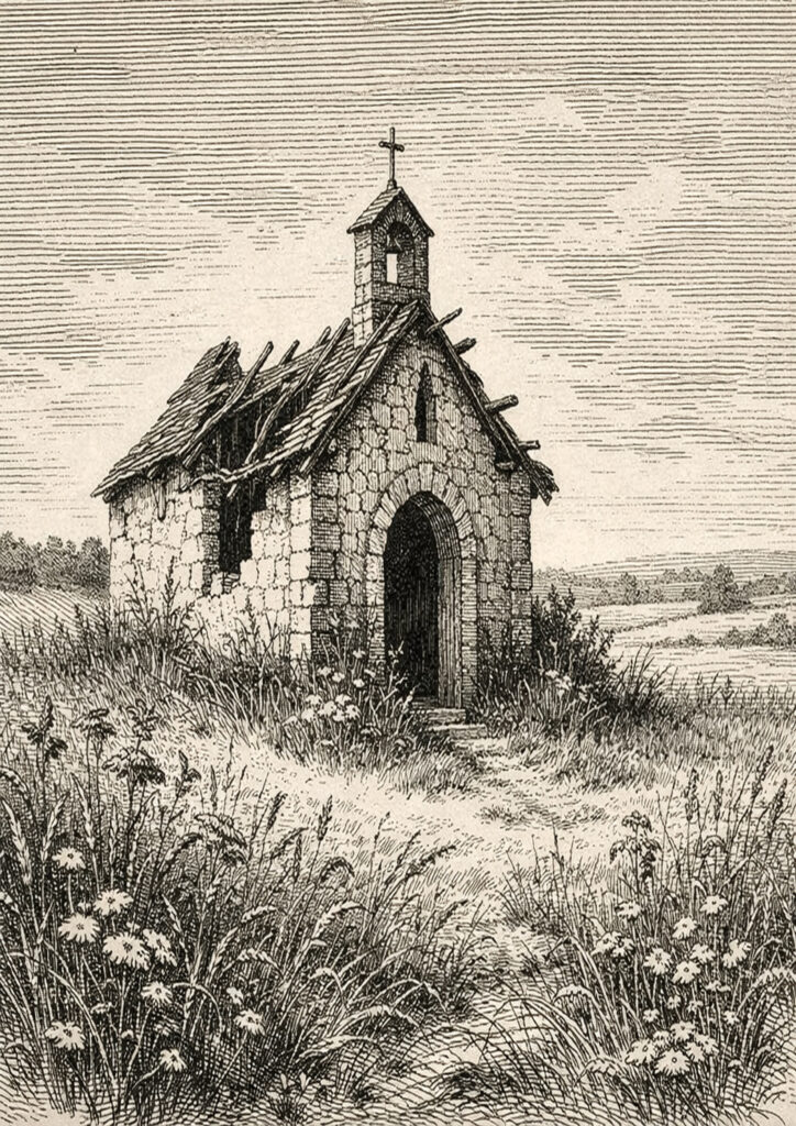 ruins landscape sketch artwork with old ruins