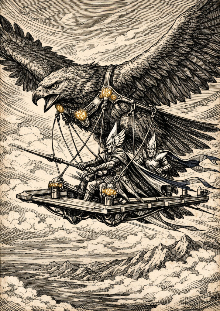 Epic warhammer inspired high elves battlefield scene