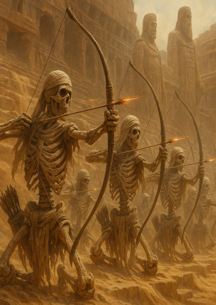 Epic warhammer inspired tomb kings desert battlefield