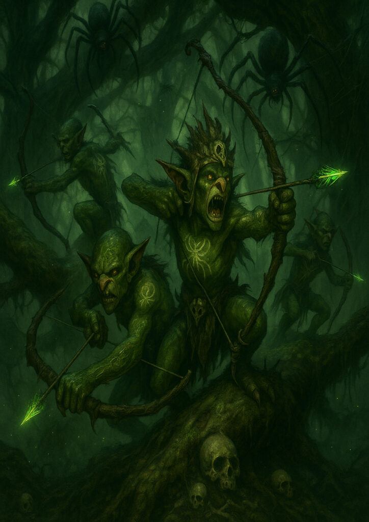 Warhammer inspired orks and goblins digital fantasy art