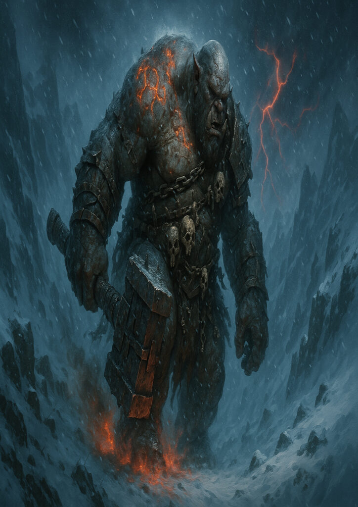 Cinematic warhammer inspired chaos warriors illustration