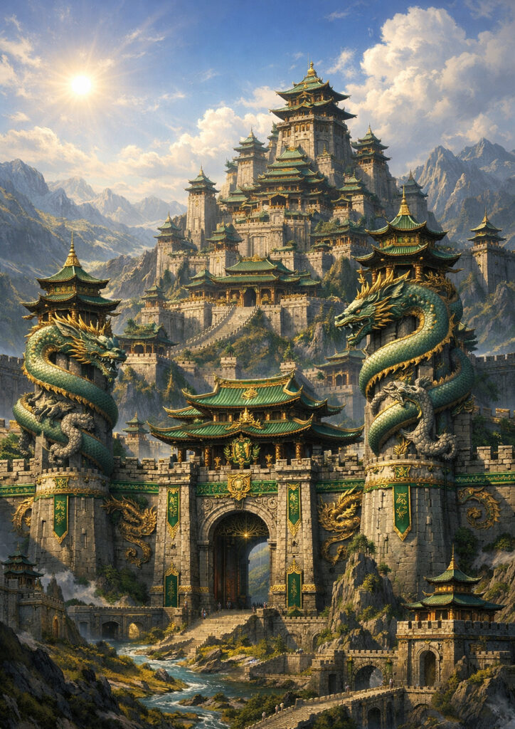 fantasy landscape artwork showing epic scale