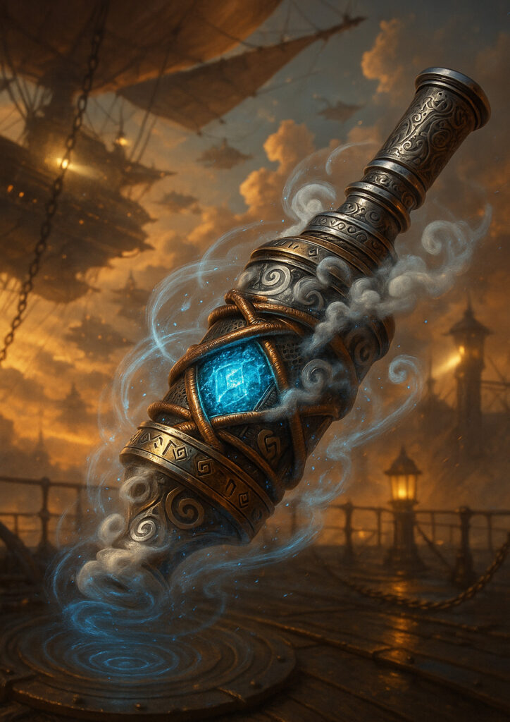 Steampunk illustration of a common item enhanced with industrial machinery and steam elements.