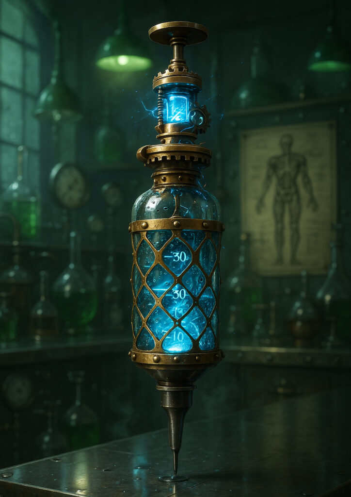 Steampunk illustration of a common item enhanced with industrial machinery and steam elements.