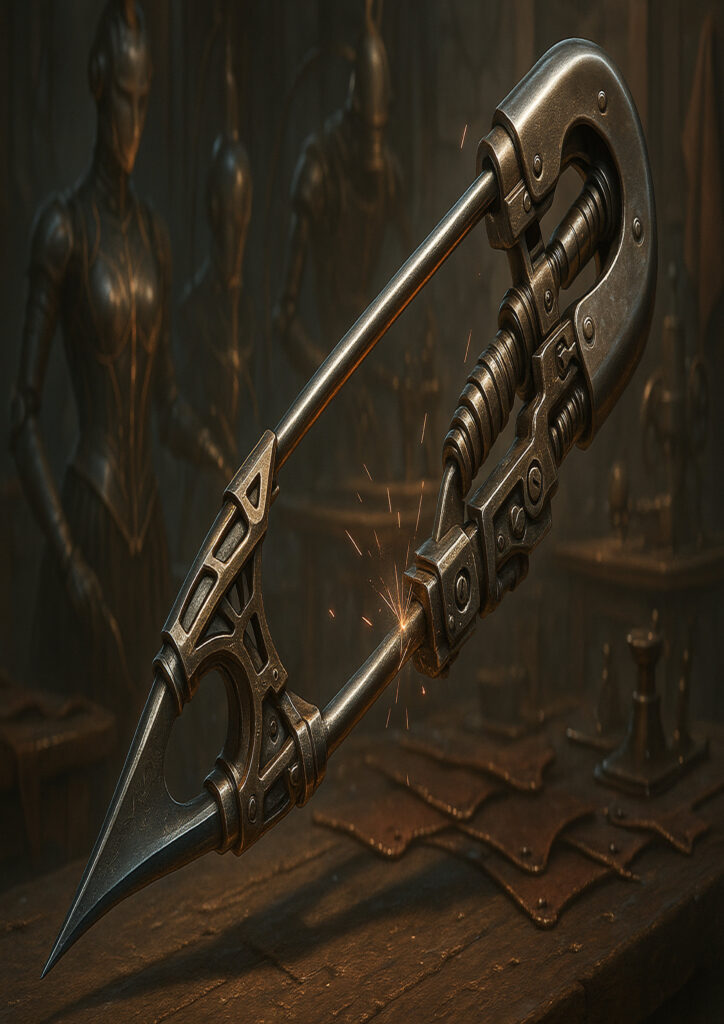 Everyday object depicted as a steampunk artifact with complex clockwork components.