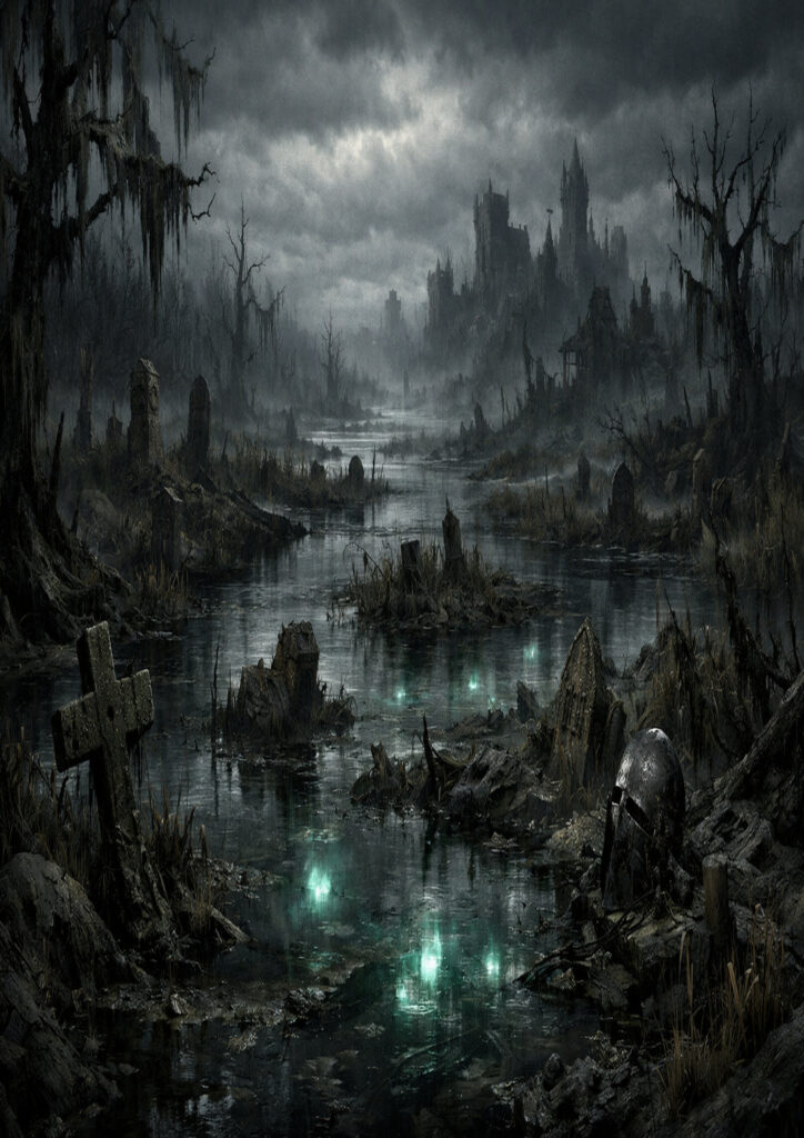 fantasy landscape image with mountains and valleys