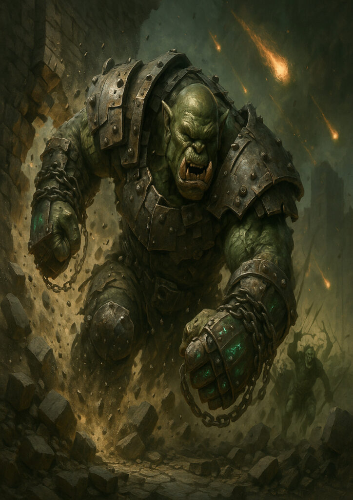 Warhammer inspired orks and goblins digital fantasy art