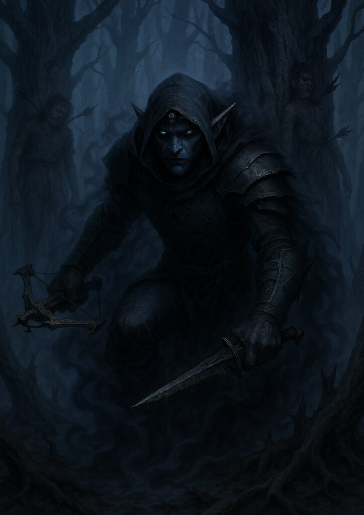 Dark elf commander inspired by warhammer aesthetic