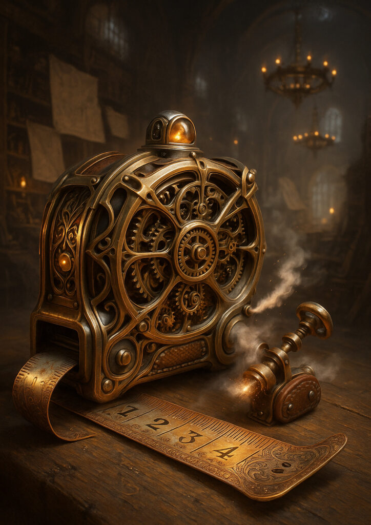 Everyday object depicted as a steampunk artifact with complex clockwork components.