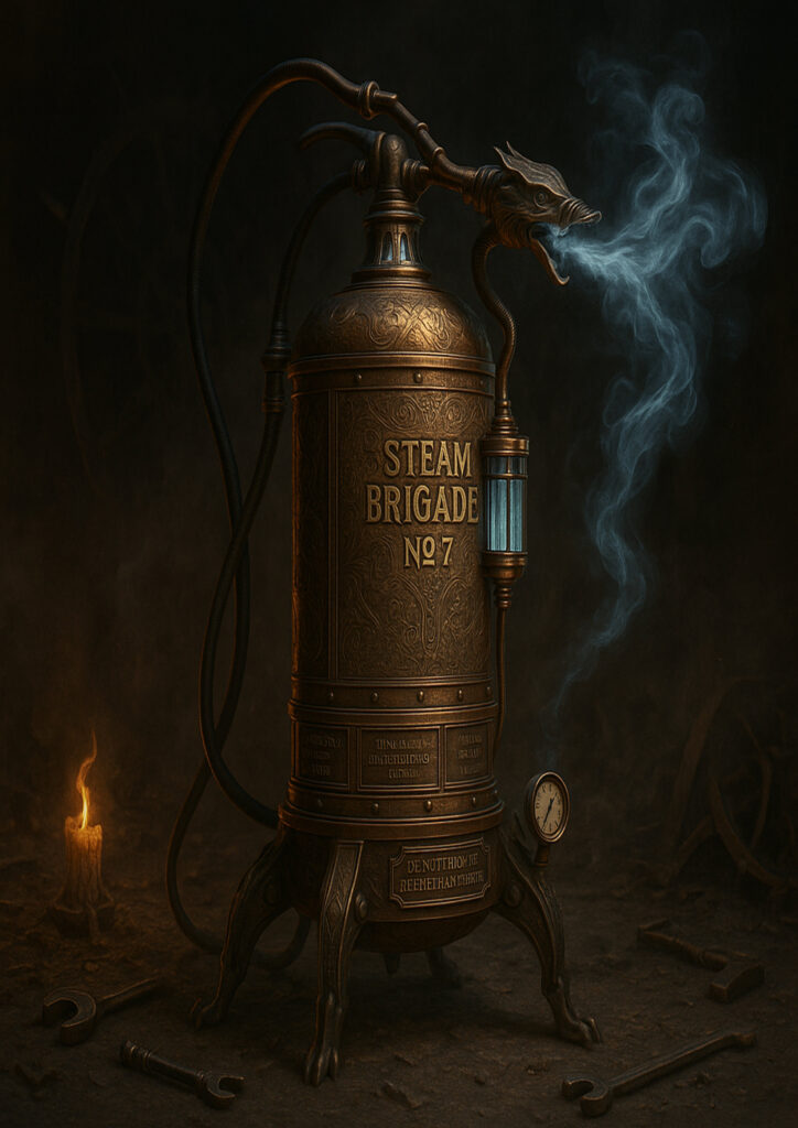Steampunk artwork presenting a daily-use item redesigned as a steam-powered mechanism.