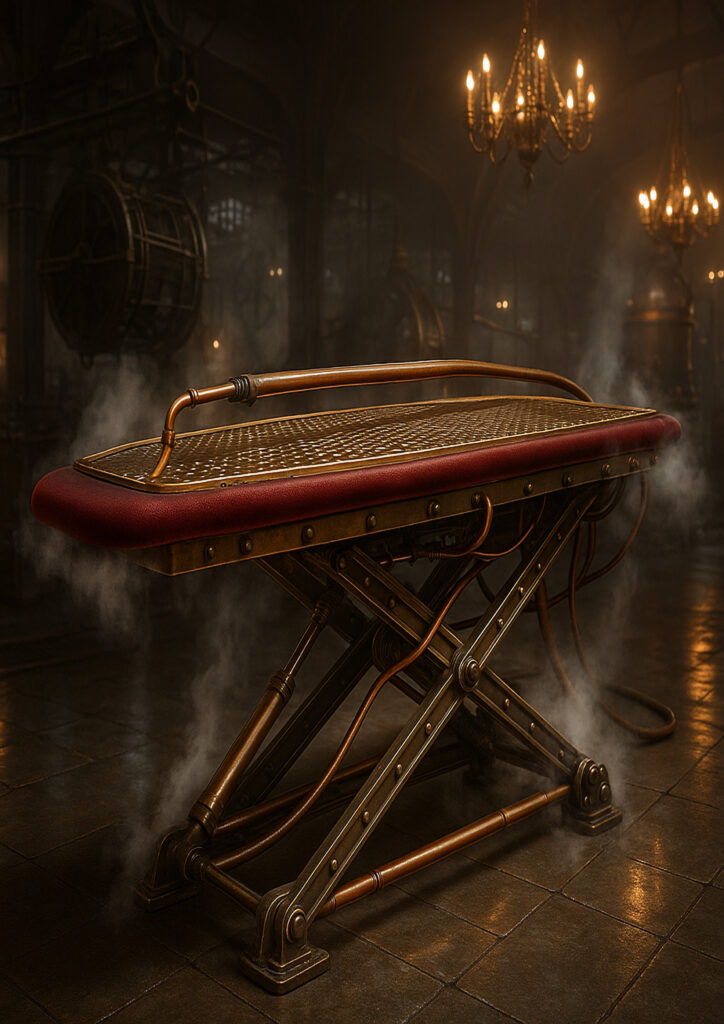 Steampunk artwork presenting a daily-use item redesigned as a steam-powered mechanism.