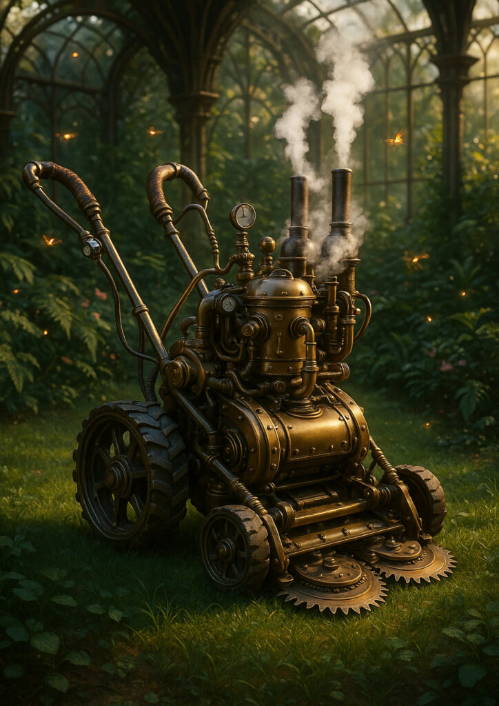 Mechanical steampunk interpretation of an everyday object with intricate metal detailing.