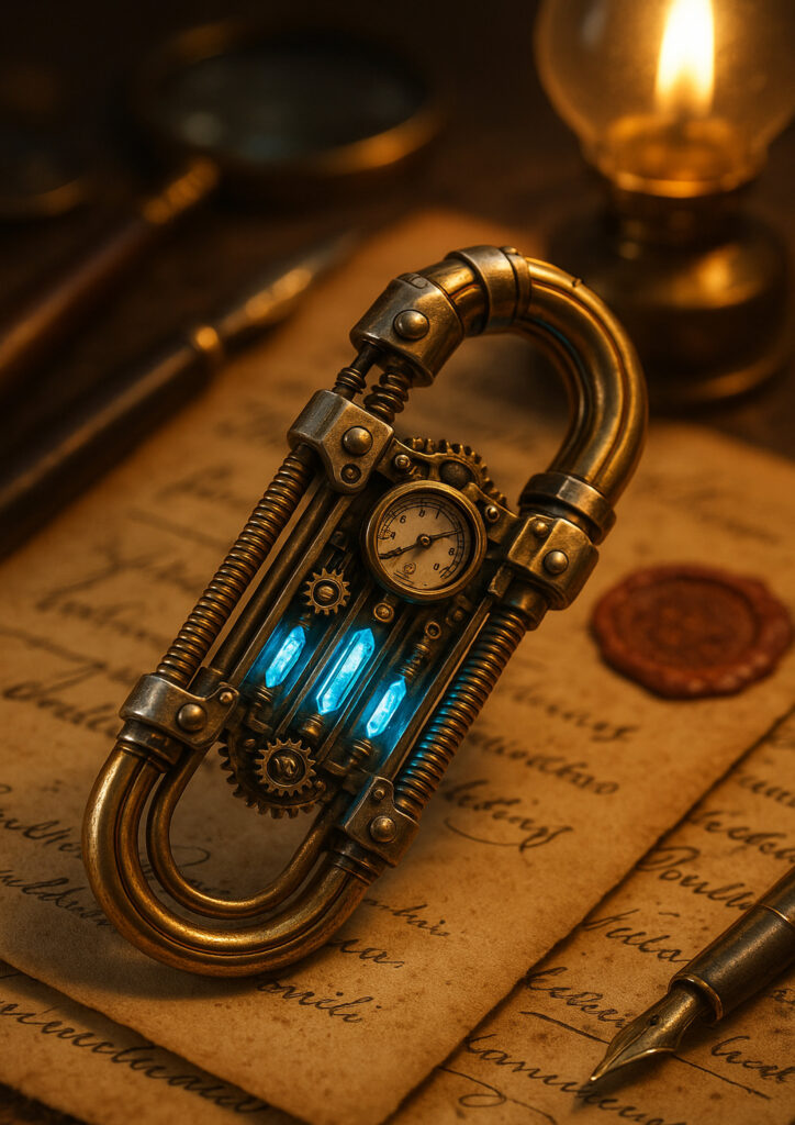 Mechanical steampunk interpretation of an everyday object with intricate metal detailing.