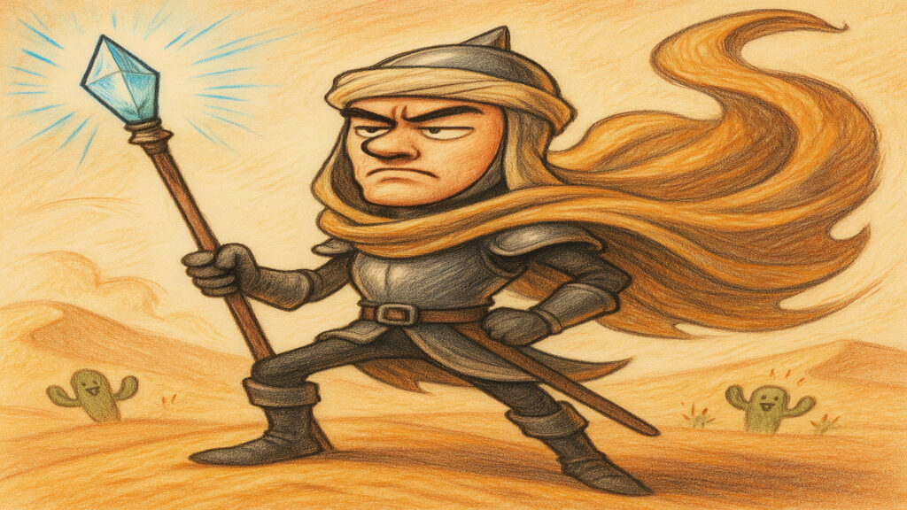 Humorous caricature artwork with exaggerated features and gentle satirical tone