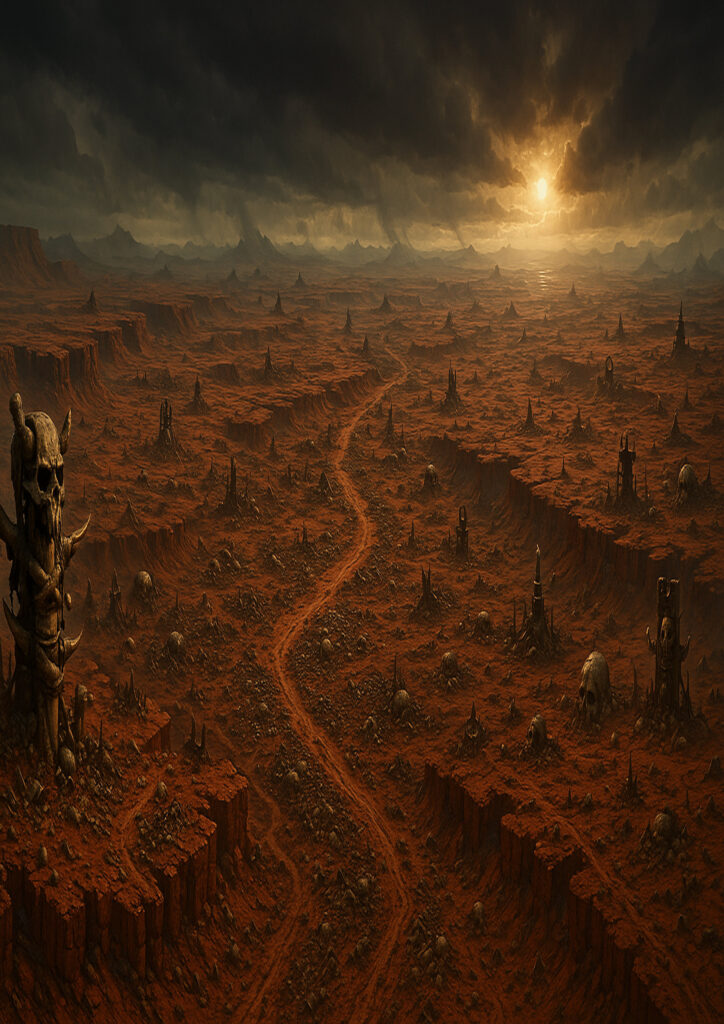 fantasy landscape artwork with ancient ruins