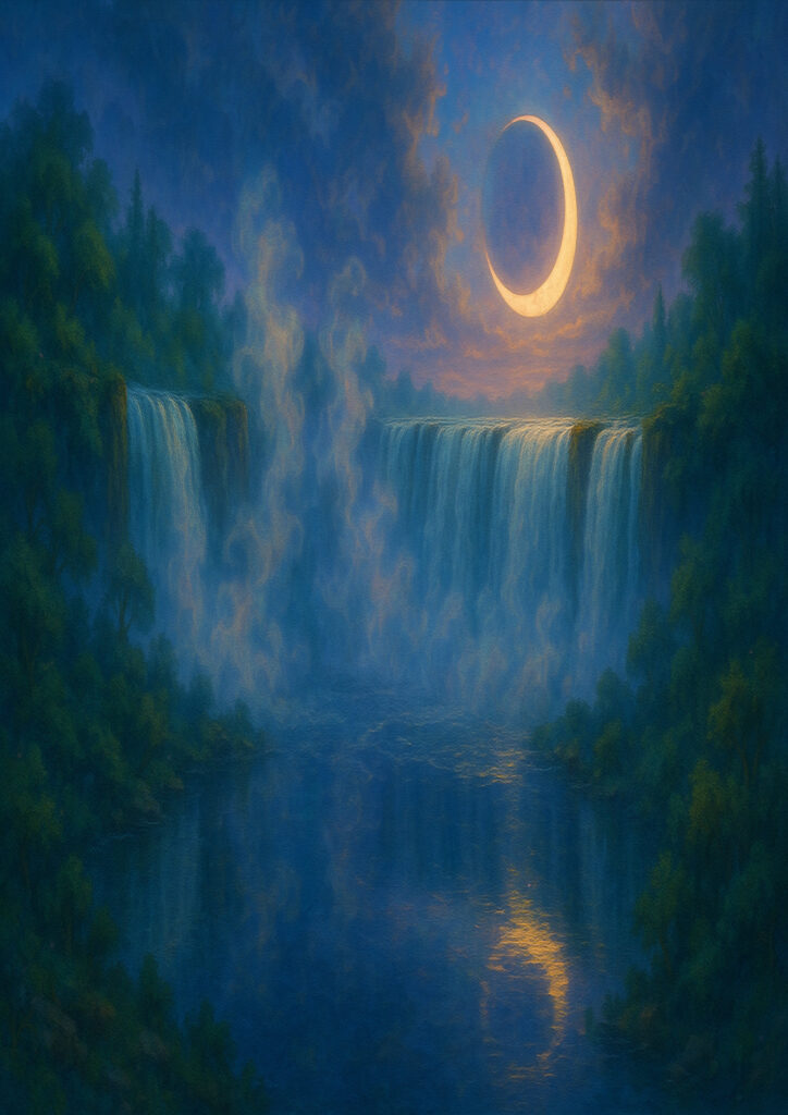 fantasy waterfall scenery with cascading water