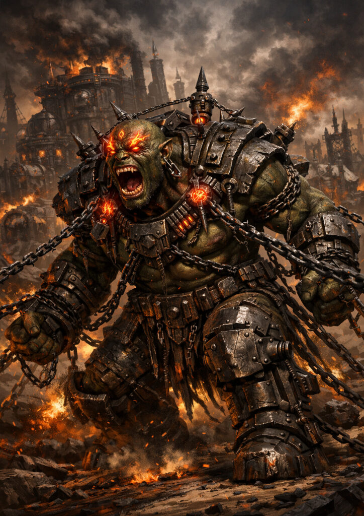 Dark fantasy chaos dwarfs with warhammer influence