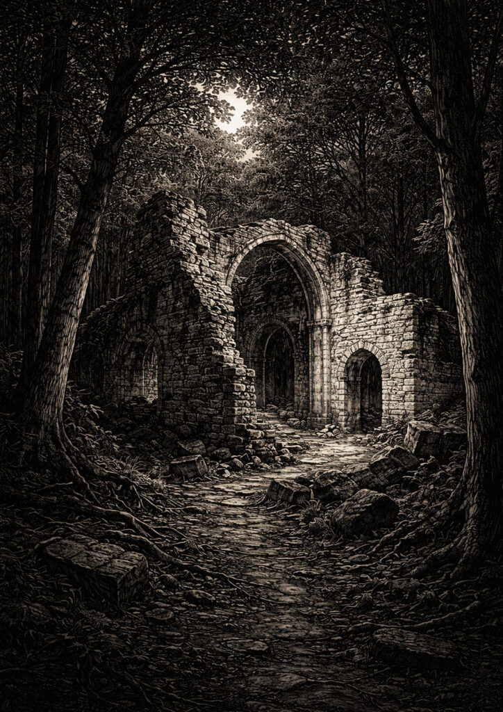 ruins landscape sketch artwork inspired by lost civilizations